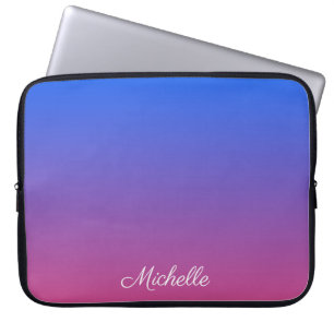 Housse Pour Ordinateur Portable Personalised blue and pink ombre gradient