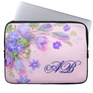 Housse Pour Ordinateur Portable Personalized Floral Monogram Laptop Sleeve – 13"