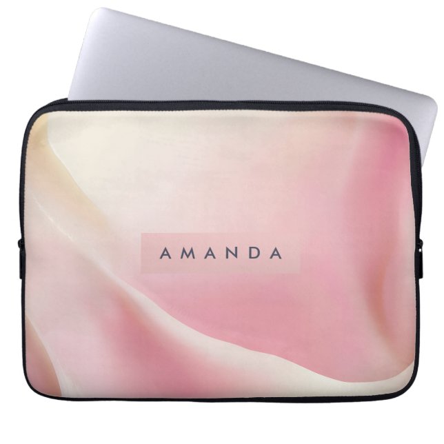 Housse Pour Ordinateur Portable Personalized Gentle Pink Silk Wave Design (Devant)