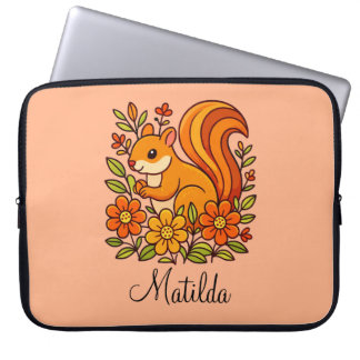 Housse Pour Ordinateur Portable Personalized Squirrel and flowers 