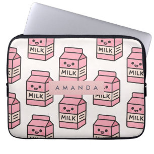 Housse Pour Ordinateur Portable Personnalisé Cute Kawaii Pink Milk Carton Design
