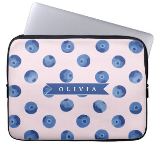 Housse Pour Ordinateur Portable Personnalisé Floral Nordique Personnalisé Bleu Fol