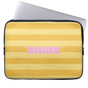 Housse Pour Ordinateur Portable Personnalisé Mignon Jaune Rayé Rayures