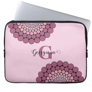Housse Pour Ordinateur Portable Personnalisé Radiant Dusky Rose Floral Dot Mandala