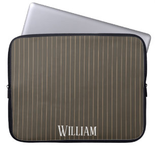 Housse Pour Ordinateur Portable Personnalised brown retro pinstripes