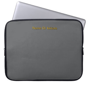 Housse Pour Ordinateur Portable Personnaliser avec nom gris + orange