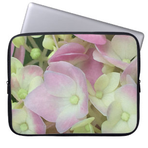 Housse Pour Ordinateur Portable Pétales d'hydrangée rose et blanc antique