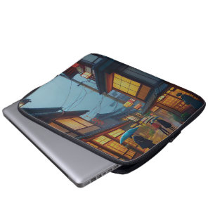 Housse Pour Ordinateur Portable Petite route japonaise pluvieuse