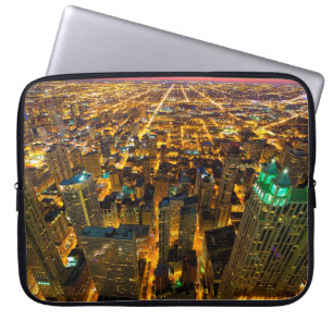 HOUSSE POUR ORDINATEUR PORTABLE PHOTO AÉRIENNE DE LA VILLE AVEC LUMIÈRE TOURNÉE