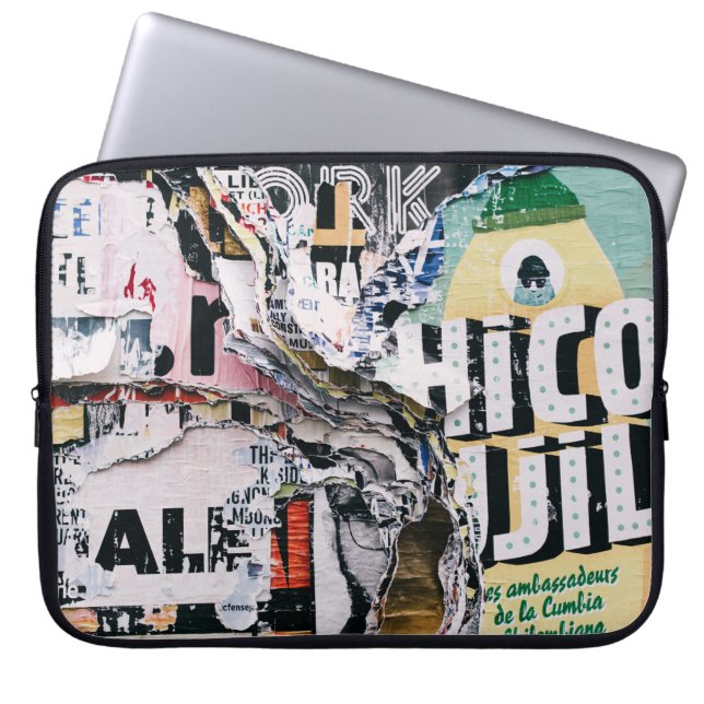 Housse Pour Ordinateur Portable Photo de clôture de papiers déchirés (Devant)