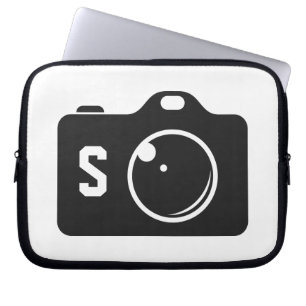 Housse Pour Ordinateur Portable Photo Pop Art Monogramme noir et blanc