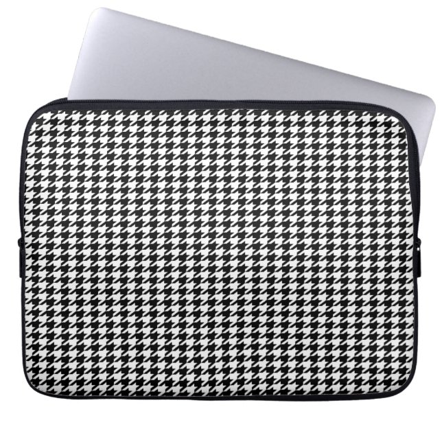 Housse Pour Ordinateur Portable Pied-de-poule noir (Devant)