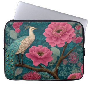 Housse Pour Ordinateur Portable Pierrot vibrant et motif floral rose