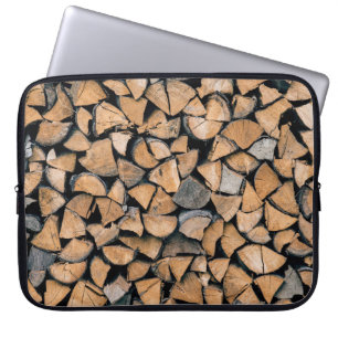 Housse Pour Ordinateur Portable Pile de bois de chauffage brun