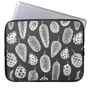 Housse Pour Ordinateur Portable Pine cônes dessinés main sans couture motif. Bot