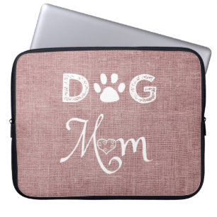 Housse Pour Ordinateur Portable Pink Burlap Chien Maman Portable Sleeve