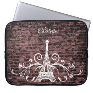 Housse Pour Ordinateur Portable Pink Eiffel Tower Grunge Portable