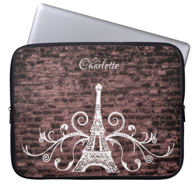 Housse Pour Ordinateur Portable Pink Eiffel Tower Grunge Portable (Devant)