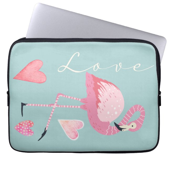Housse Pour Ordinateur Portable Pink Flamingo Love Electronics Bag (Devant)