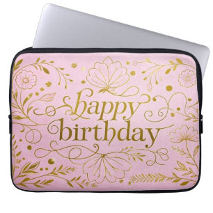 Housse Pour Ordinateur Portable Pink Gold anniversaire luxueux élégant extravagant