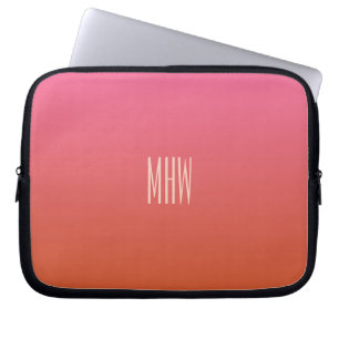 Housse Pour Ordinateur Portable Pink Orange Gradient personnalisé monogramme poche