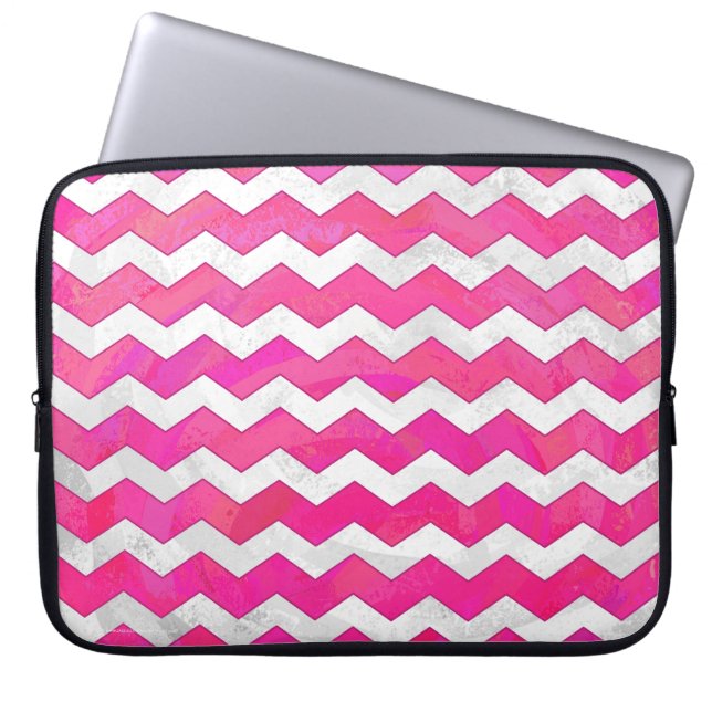 Housse Pour Ordinateur Portable Pink Passion Chevron Motif (Devant)