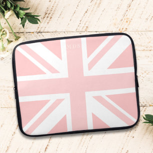 Housse Pour Ordinateur Portable Pink Union Jack UK Drapeau Monogram