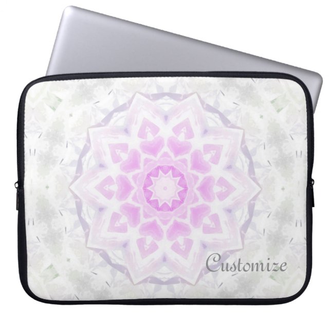 Housse Pour Ordinateur Portable Pink & White Lacy Kaleidoscope Coeurs Leeve (Devant)