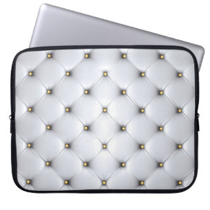 Housse Pour Ordinateur Portable Pintuck look blanc et or élégant