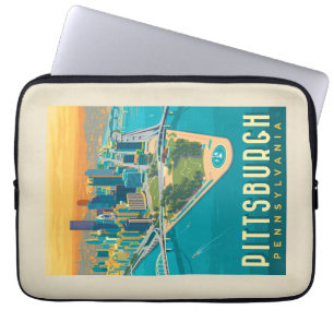 Housse Pour Ordinateur Portable Pittsburgh, PA   Vue oeil d'oiseau
