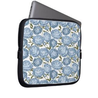 Housse Pour Ordinateur Portable Pivoine bleu clair Luxe Floral