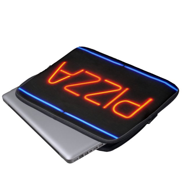 Housse Pour Ordinateur Portable PIZZA Blue et Red Neon Sign (Devant bas)
