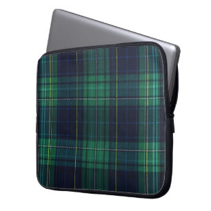 Housse Pour Ordinateur Portable Plaid Tartan vert et bleu