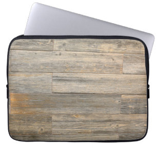 Housse Pour Ordinateur Portable Planches à grains de bois rustique en relief
