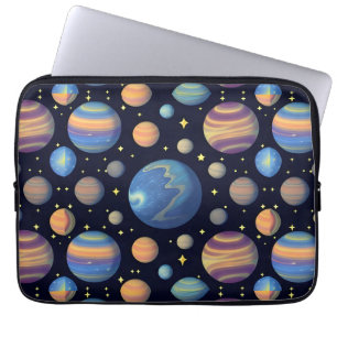 Housse Pour Ordinateur Portable Planètes colorées et étoiles dans l'espace extra-a