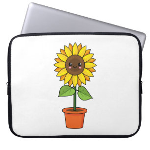 Housse Pour Ordinateur Portable Plante de tournesol Kawaii dans un pot