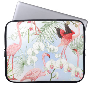 Housse Pour Ordinateur Portable Plantes tropicaux et fleurs. Motif sans joint, ret