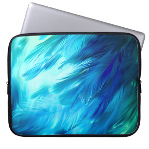 Housse Pour Ordinateur Portable Plume Abstrait Bleu Vert