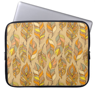 Housse Pour Ordinateur Portable Plumes Abstraites colorées : Motif Vintage