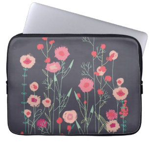 Housse Pour Ordinateur Portable Plymouth Fleurs Boho foncé peinture florale