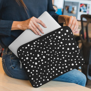 Housse Pour Ordinateur Portable Points dalmatiens, Zones dalmatiennes, Noir et Bla