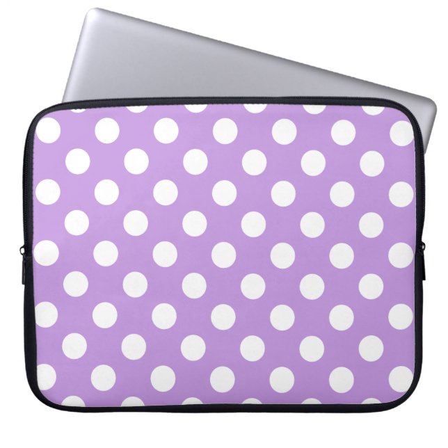 Housse Pour Ordinateur Portable Pois blancs sur lilas (Devant)