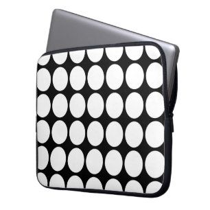 Housse Pour Ordinateur Portable Pois blancs sur noir