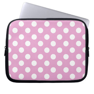 Housse Pour Ordinateur Portable Pois blancs sur rose pâle