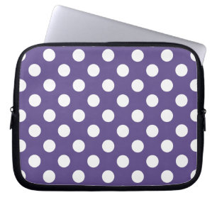 Housse Pour Ordinateur Portable Pois blancs sur ultra violet