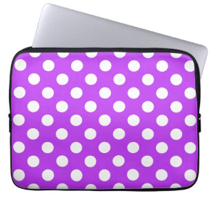 Housse Pour Ordinateur Portable Pois blancs sur violet clair