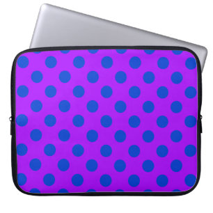 Housse Pour Ordinateur Portable Pois bleus sur violet