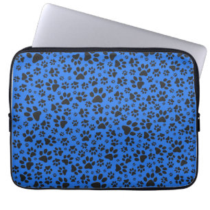 Housse Pour Ordinateur Portable Pois de chien noir et blanc Pointe Polka sur le bl