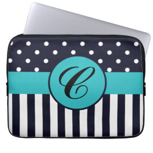 Housse Pour Ordinateur Portable Pois et rayures Manches monogrammes pour ordinateu