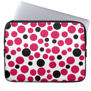 Housse Pour Ordinateur Portable pois noir rouge rétro sur arrière - plan blanc